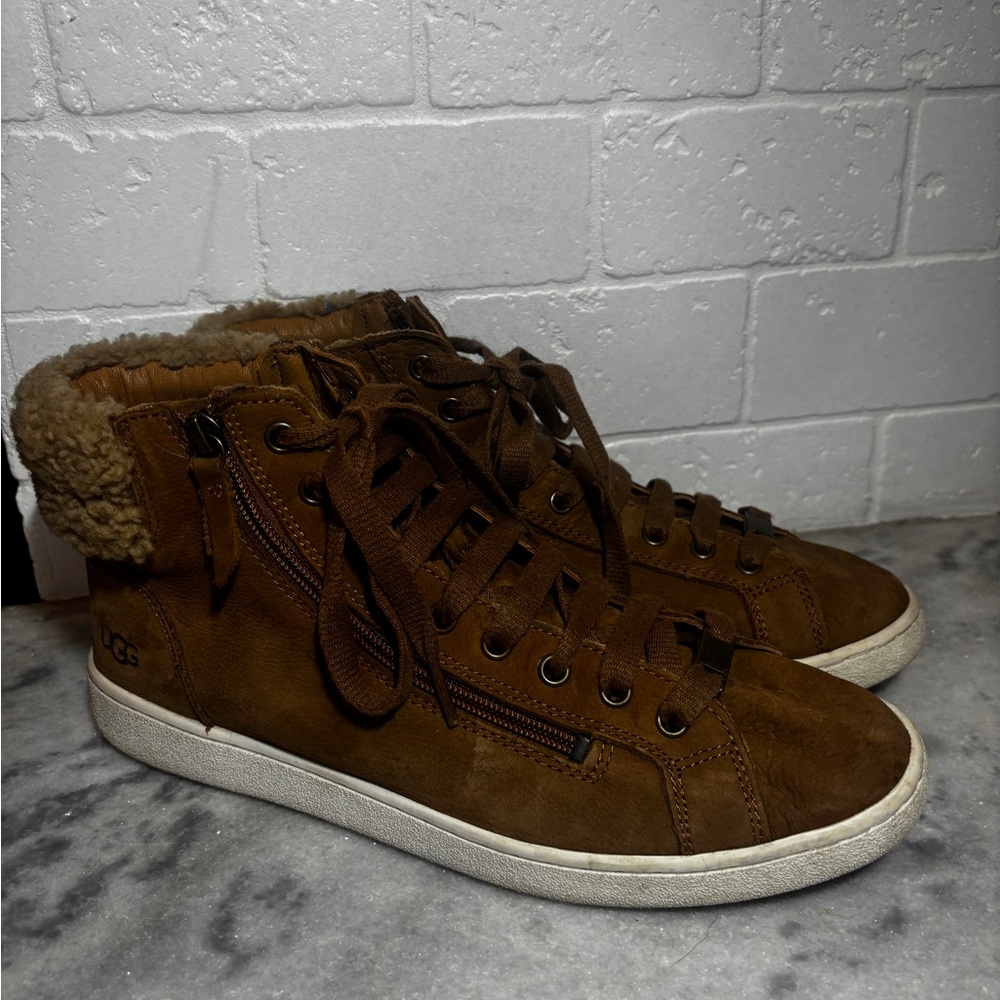UGG Women’s Tan Suede High-Top Sneakers